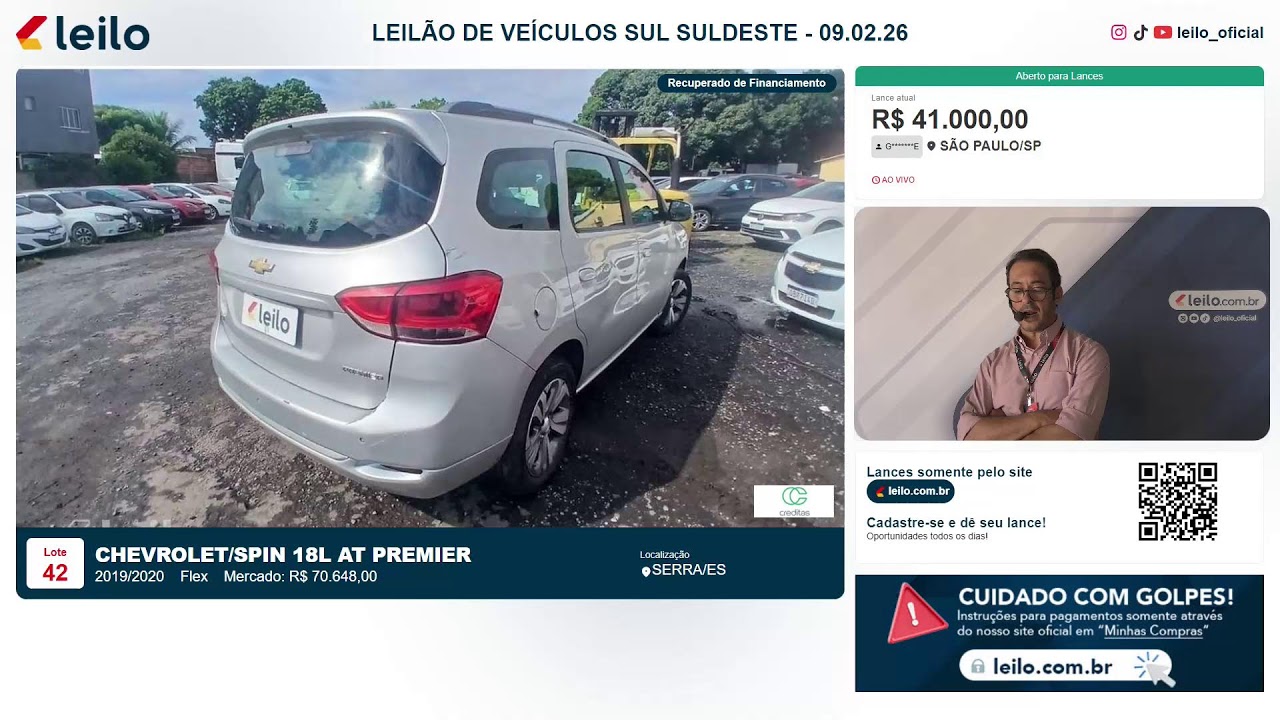 Leilão de Veículos Sul e Sudeste 09/02/2026 14:00H