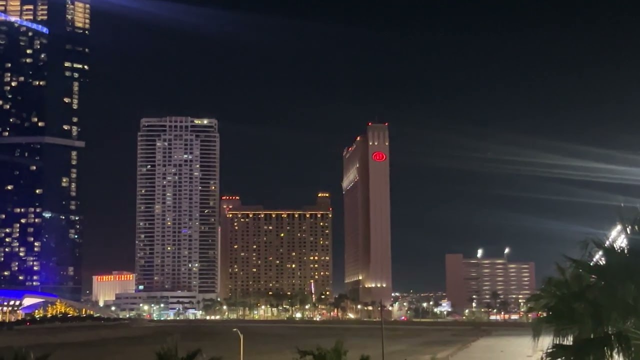 october 2025 - sahara's bright spotlights shine on uap orb over las vegas strip