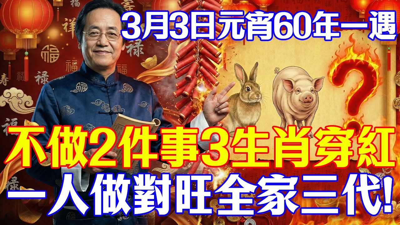 倪海廈：3月3日元宵，這3個生肖換上「大吉色」！兩大禁忌別碰！一年好運從這開始！#倪海廈#元宵節禁忌#中醫養生#肝氣#財運