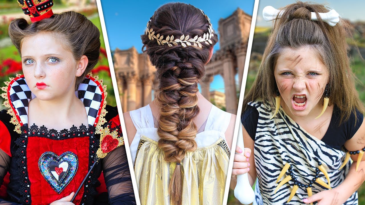 Queen of Hearts, Greek Goddess, & Cavewoman Hairstyles | Cute Girls Hairstyles Halloween Compilation