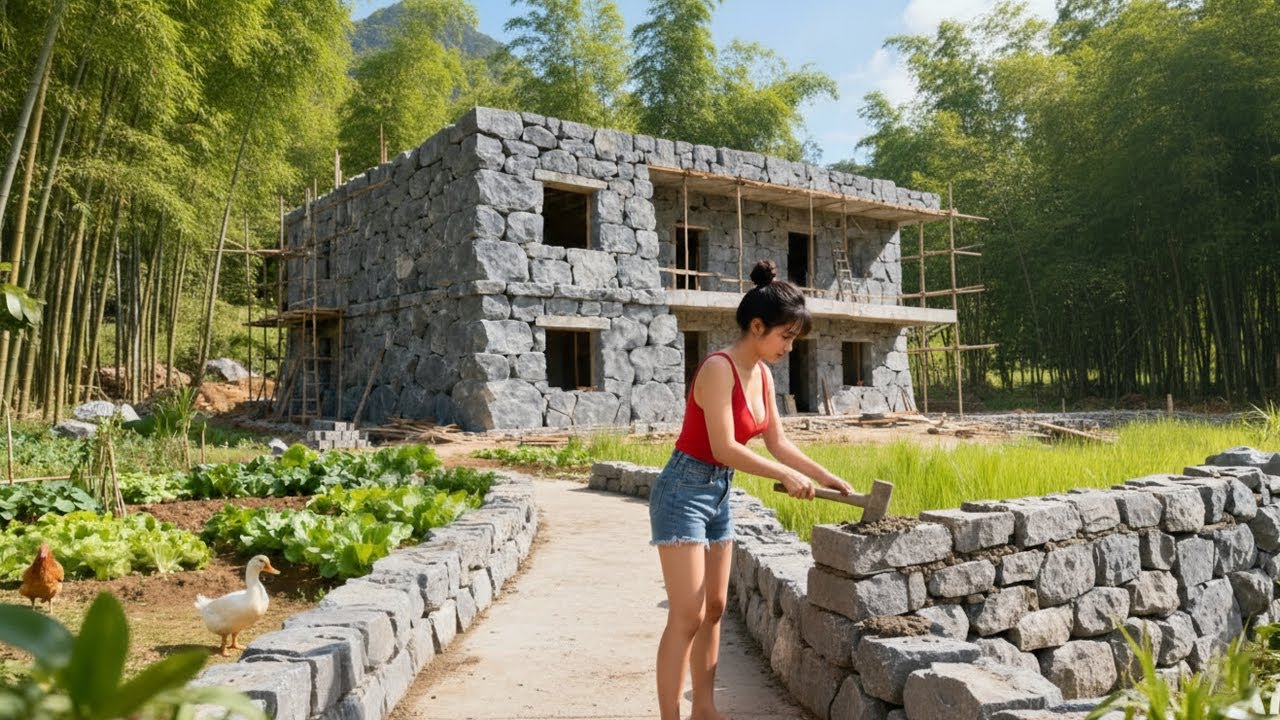 START TO FINISH: Building a Stunning Stone Path for a Bamboo House in the Forest