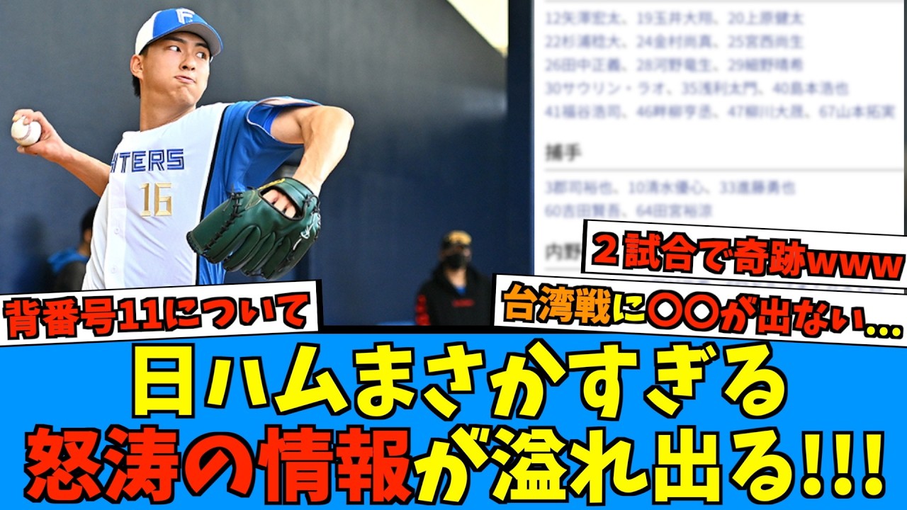 【マジ！？】日ハム台湾戦のメンバーがまさかの...新庄監督は背番号１１について？言及【日ハム なんJ 反応集】達孝太 阪神タイガース オープン戦 WBC 北山