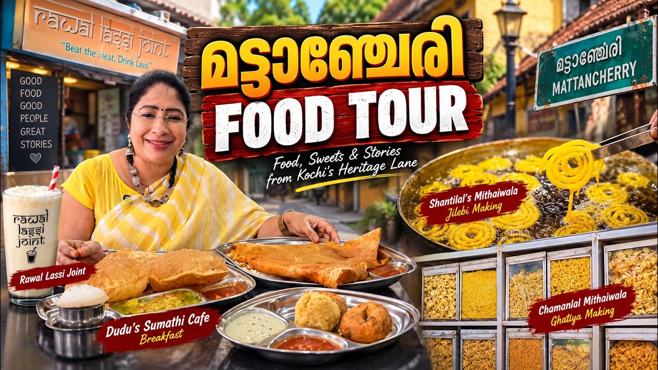 മട്ടാഞ്ചേരി ഫുഡ് ടൂർ | Mattanchery Food Tour | Famous Breakfast, Fresh Jilebi, Ghatiya & Rawal Lassi