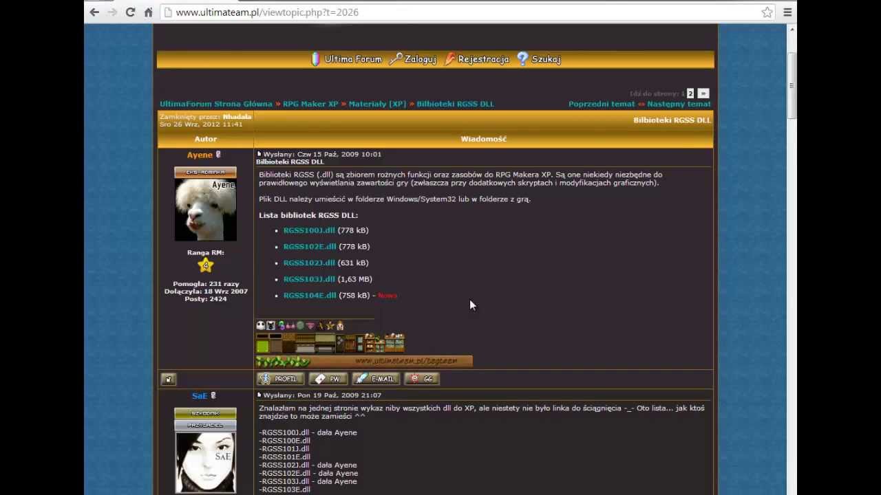 Rpg Maker XP - Jak naprawić błąd ,,RGSS Player przestał działać