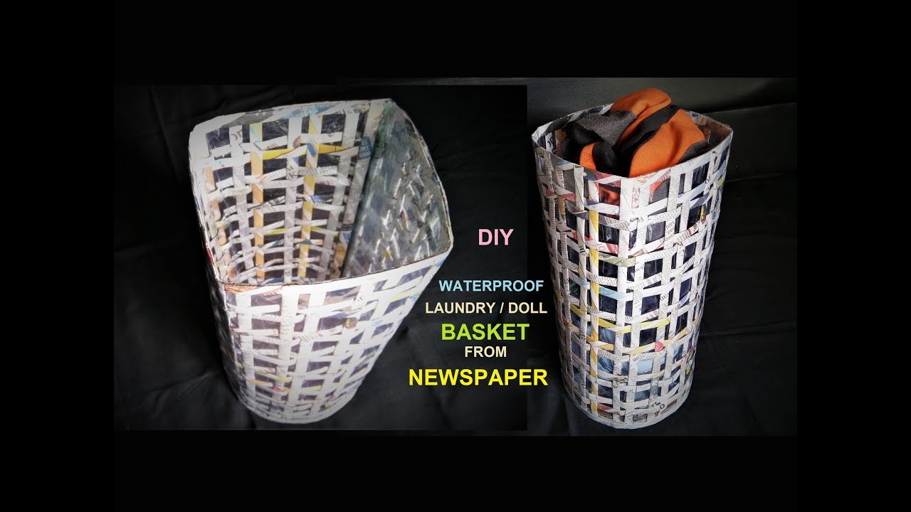 How To Make Waterproof Laundry Basket from Newspaper /  DIY Doll Basket Making / Best out of Waste