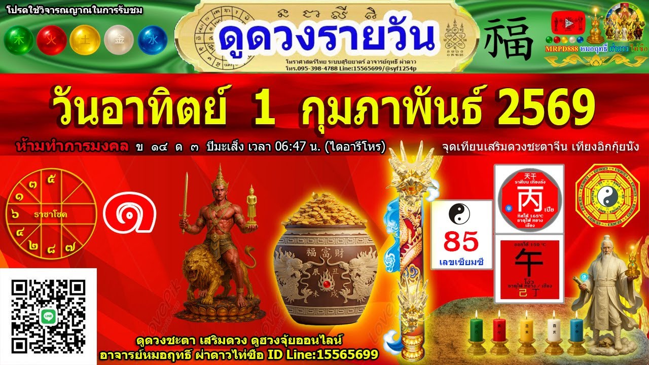 ดูดวงรายวัน ผ่าดาววันนี้ 1/ก.พ/2569 ลัคนา12ราศี l หมอฤทธิ์ ผ่าดาว
