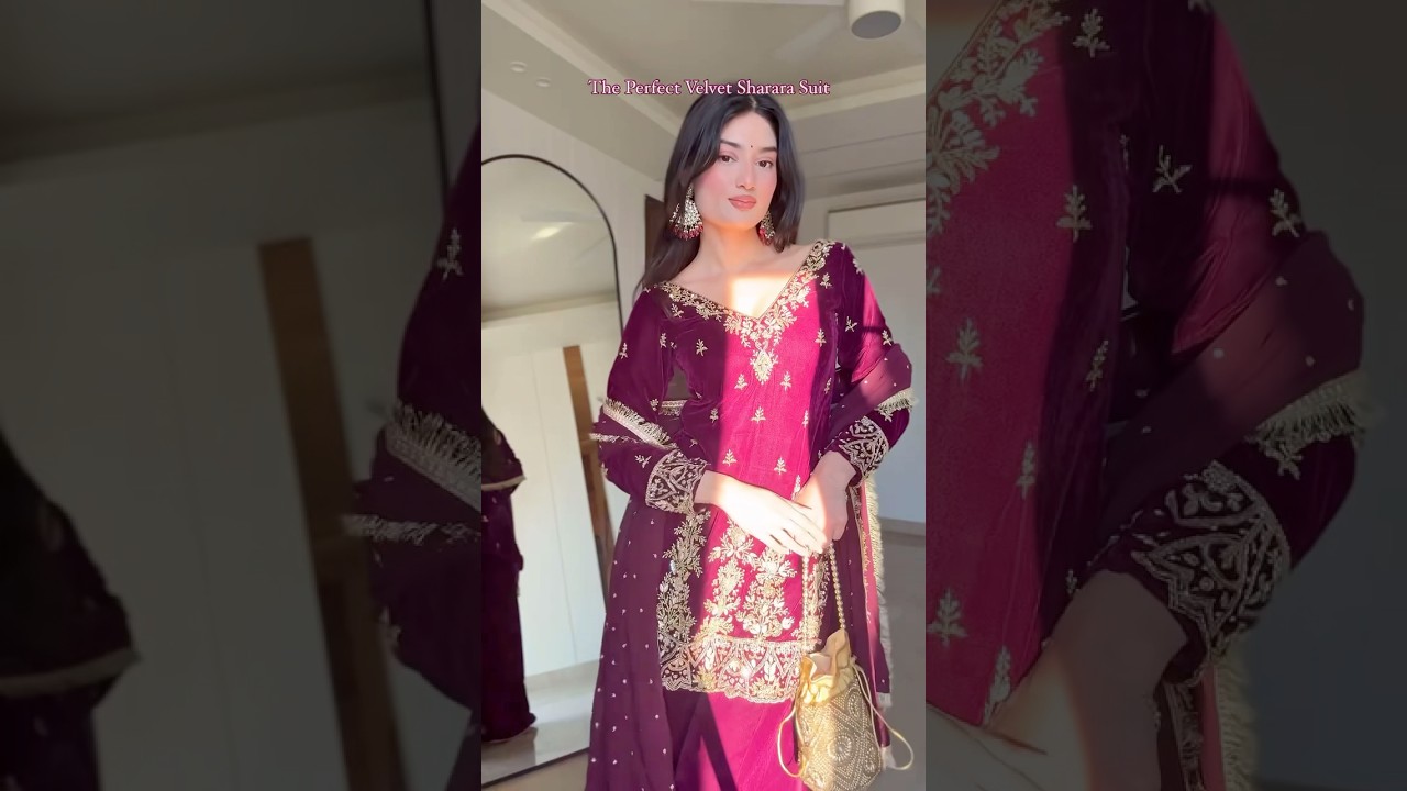 Budget-Friendly Velvet Sharara Suit | Winter Wedding Outfit Ideas ✨❄️#trend #indianoutfits #sharara