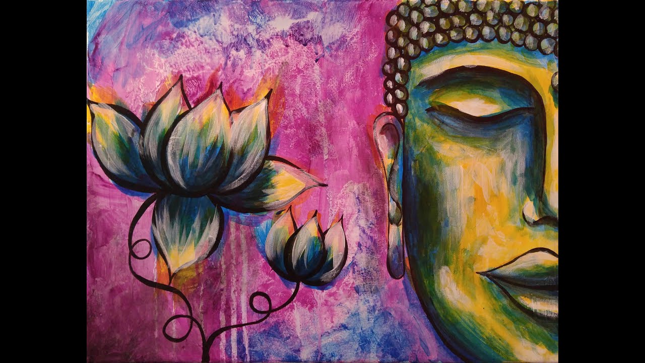 How to Paint Buddha Step by Step Acrylic Painting on Canvas for Beginners