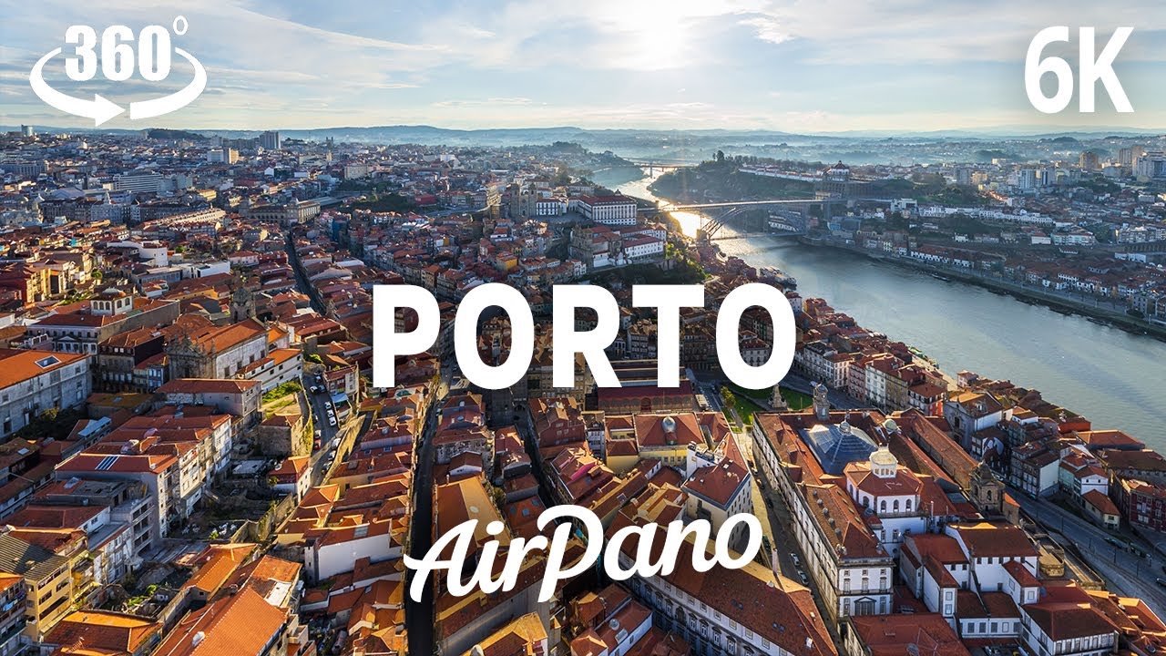 Porto, Portugal. 360&deg; 6K aerial video
