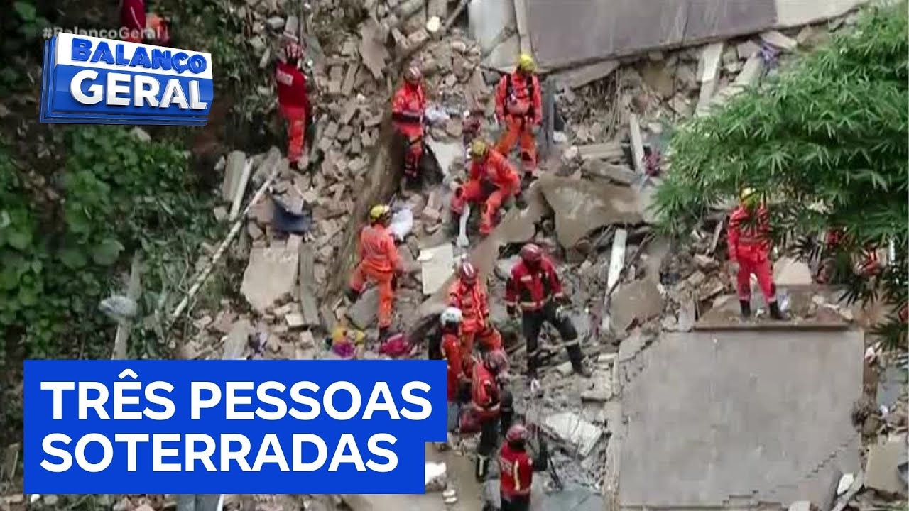 Desabamento de casa deixa três pessoas soterradas em Belo Horizonte (MG)