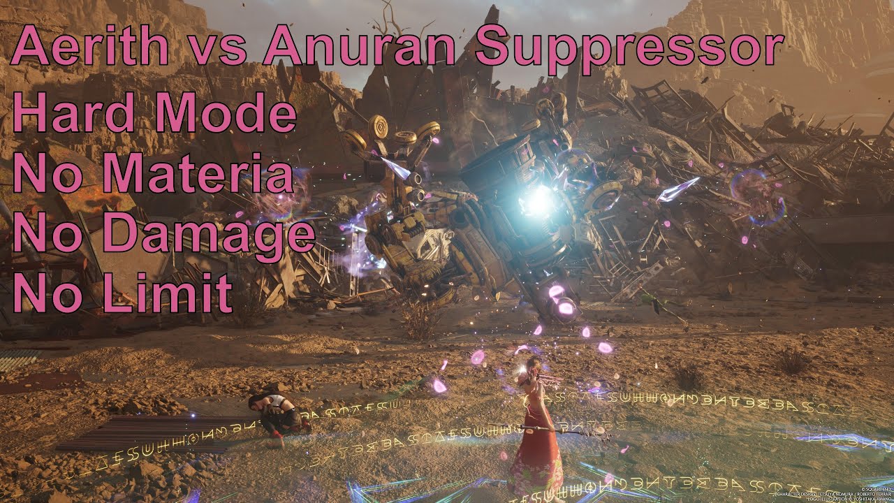 Final Fantasy VII Rebirth Aerith vs Anuran Suppressor Hard No Materia No Damage No Limit