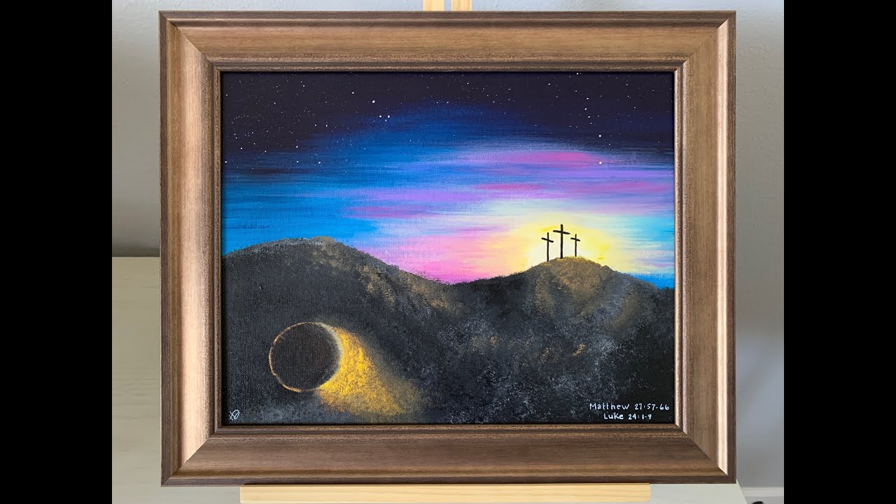 How I Painted Jesus’ Empty Tomb / Resurrection Landscape - Acrylic Painting
