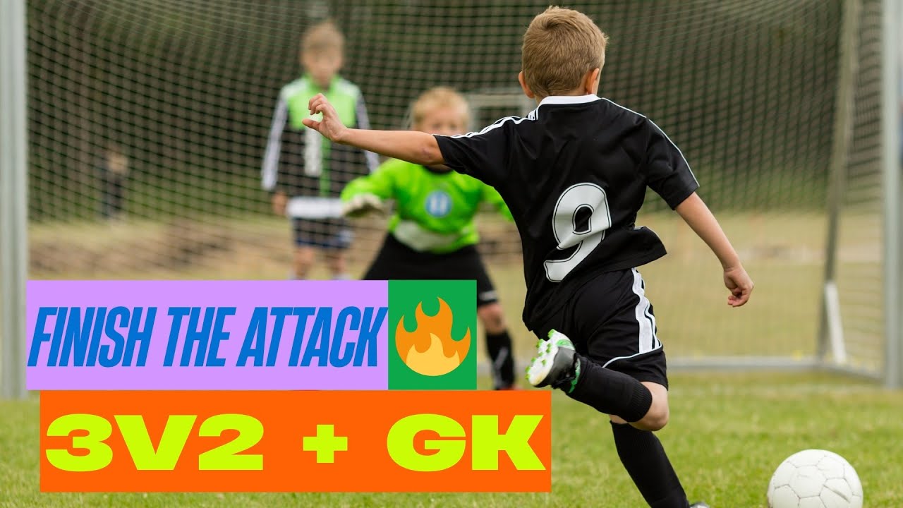 3v2 + Goalkeeper Attack Drill | Create & Exploit Space in the Final Third (U12 Soccer Training)