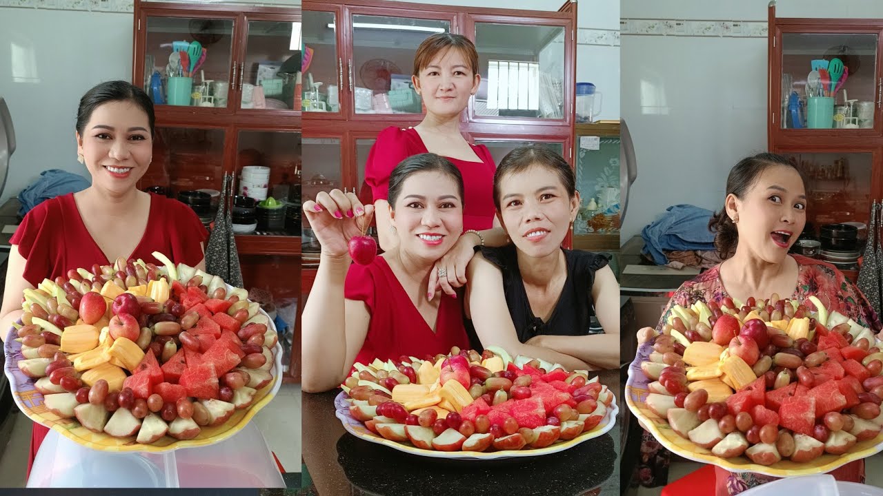 ăn mâm trái cây siêu to cùng chị em ta
