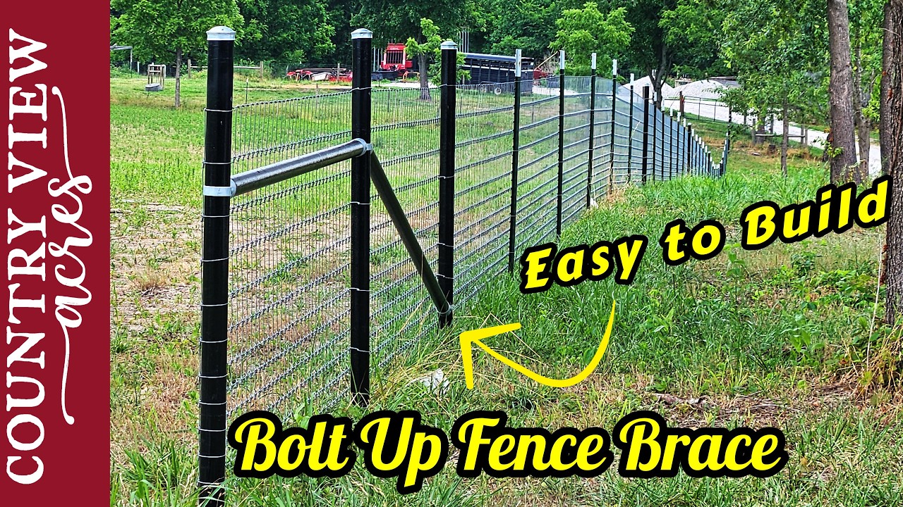 No Welding Required.  Bolt Together Pipe Fence Braces.   Removing slack out of a Top Wire in a Dip.