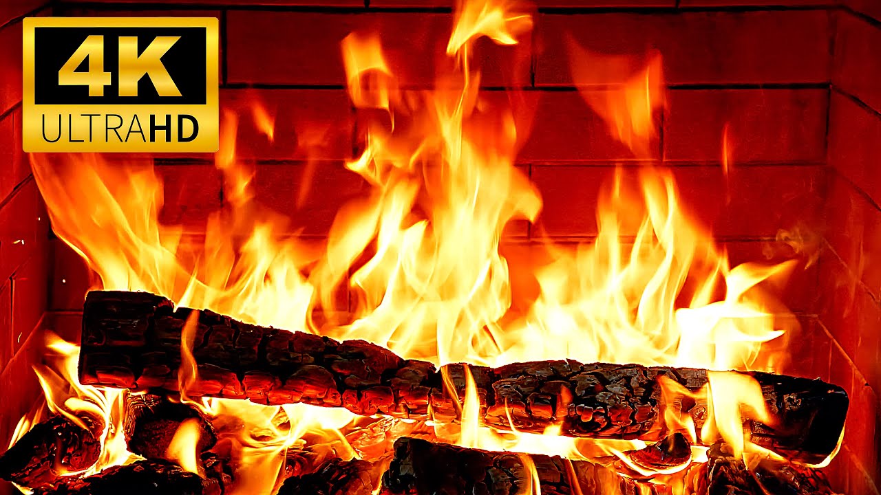 Calm & Cozy Fireplace with Warm Logs Burning🔥Relaxing Fireplace 4K UHD & Crackling Fire Sounds