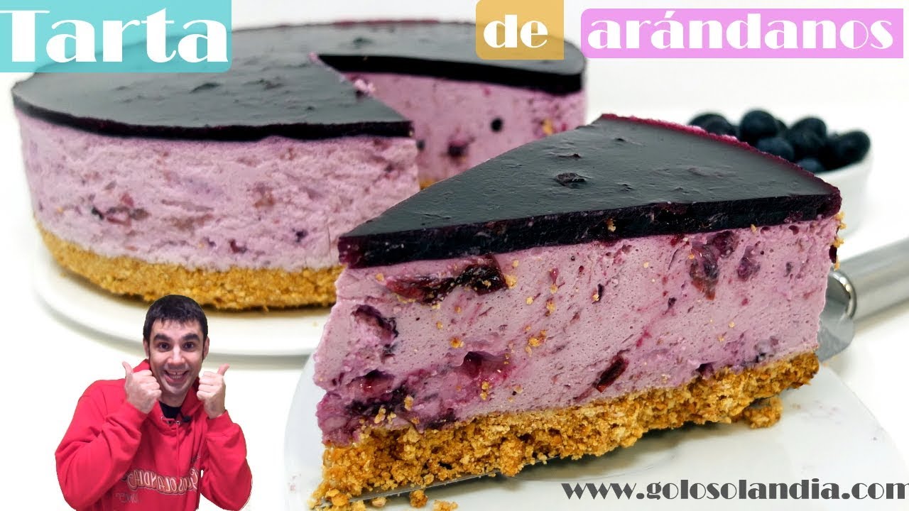 TARTA de QUESO y ARÁNDANOS. 😍🍩😋 Cheesecake SIN HORNO cremosa y fría. Receta # 483