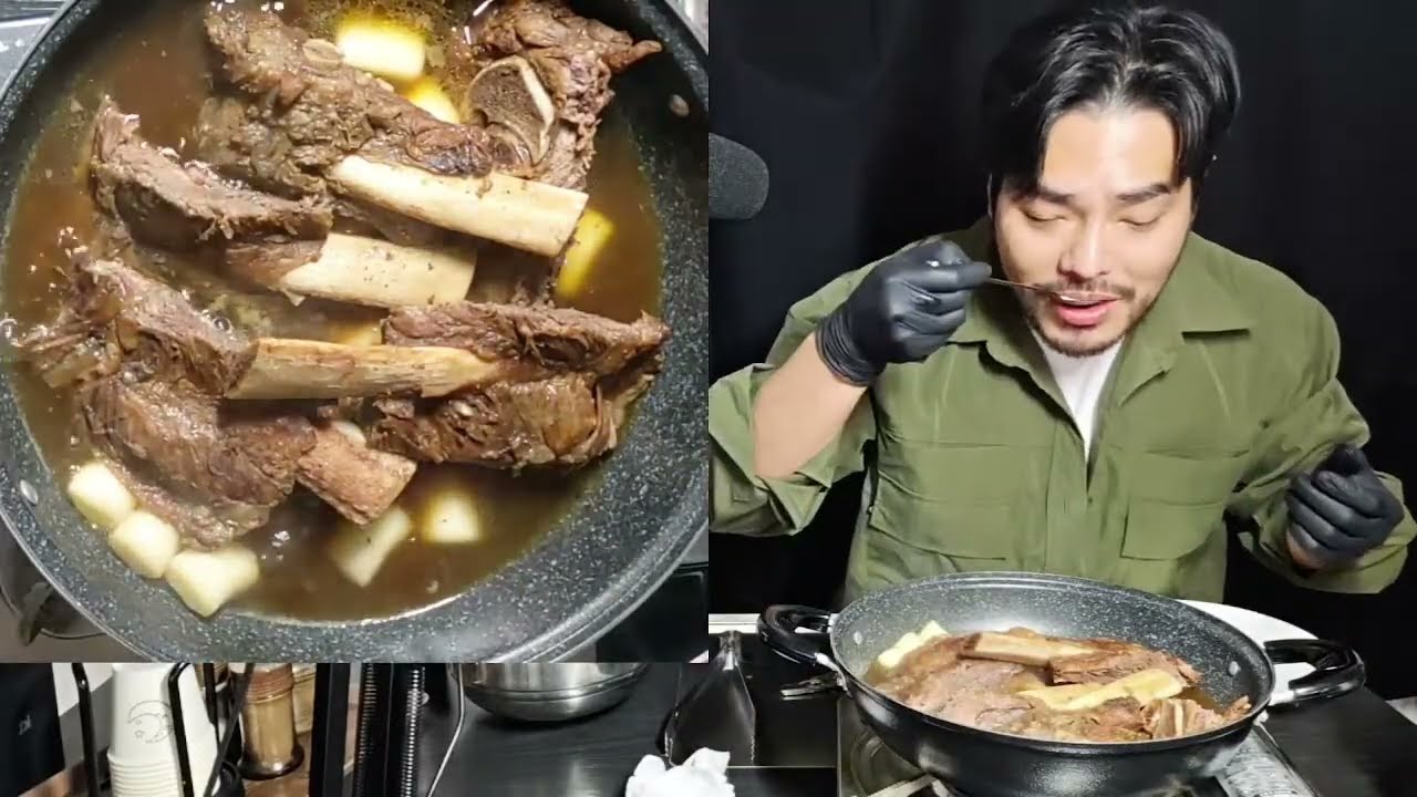 얼굴보다 큰 공룡 소갈비찜! 실시간으로 뜯어봅니다 (실시간)