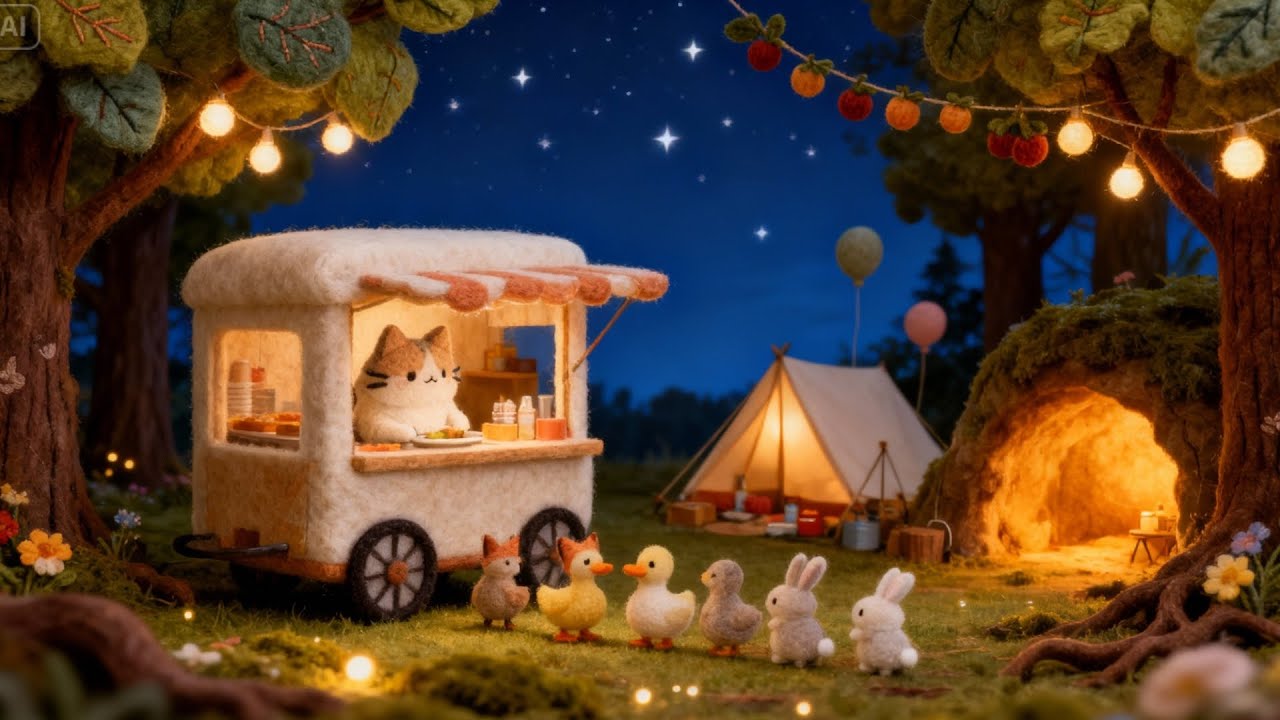Cute Animals Queuing for Snacks in the Woods 🐰 Soft Lofi Beats