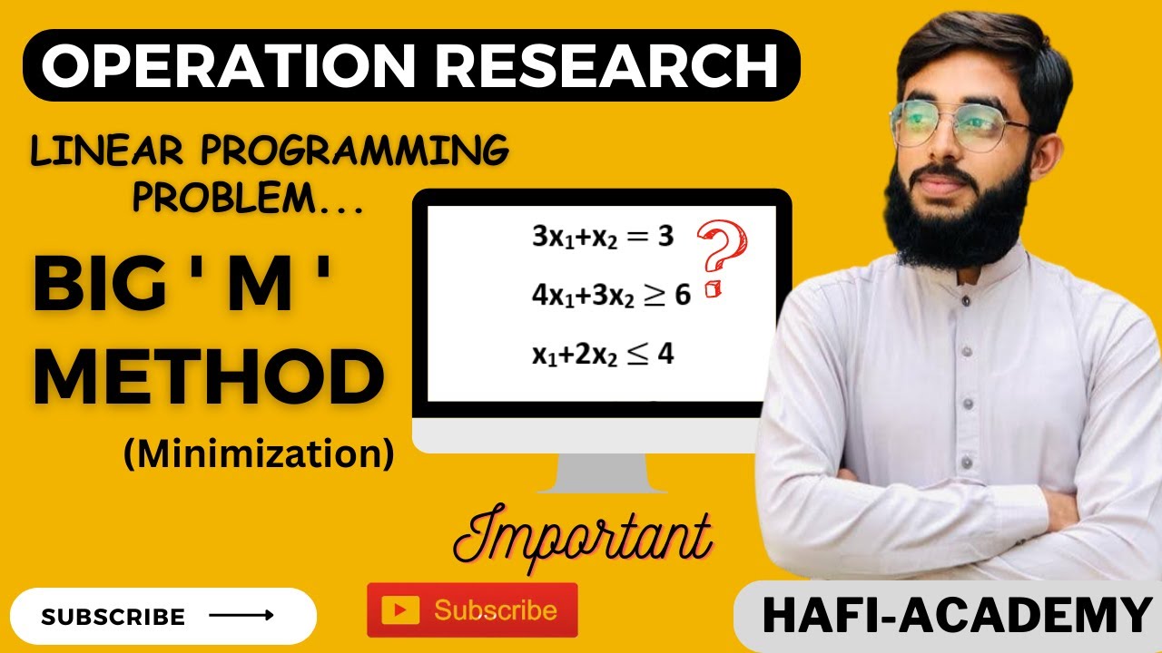 Lec-9 Big M Method Minimization Problem || In Hindi & Urdu || Operation research