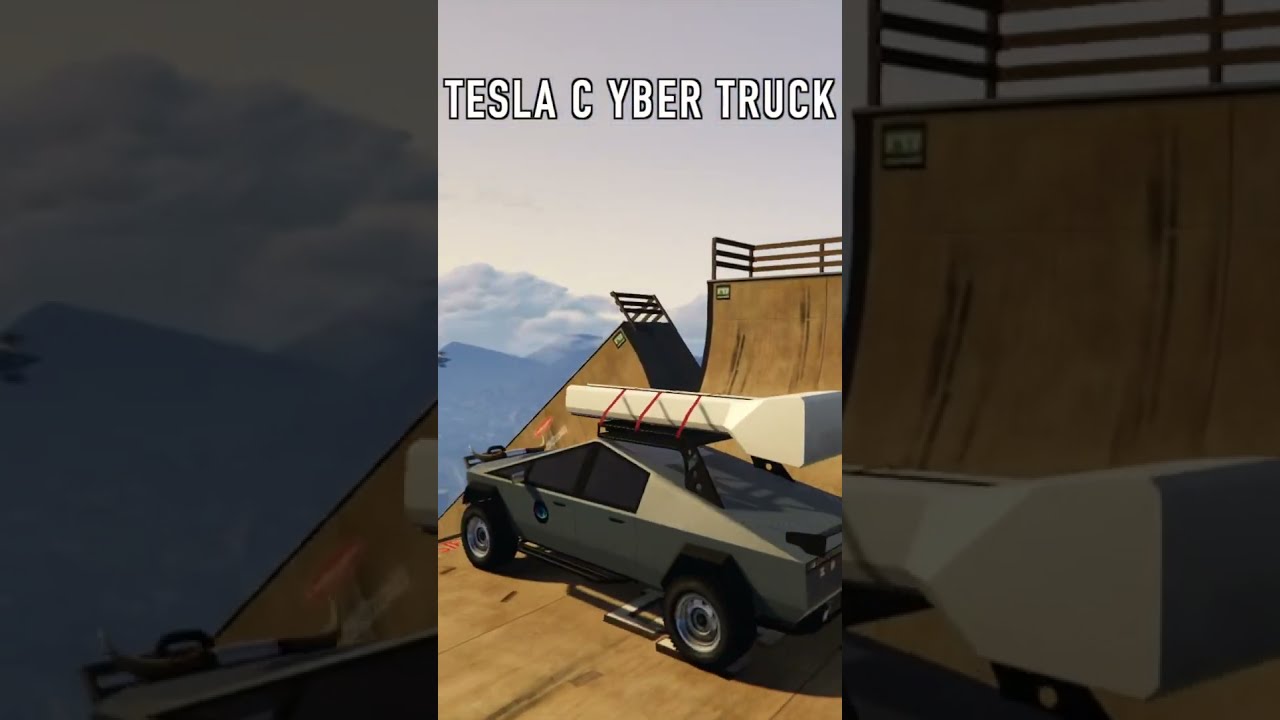 TESLA CYBERTRUCK VS MEGA RAMP  #SHORTS  PERFECT LANDING  Deep Games
