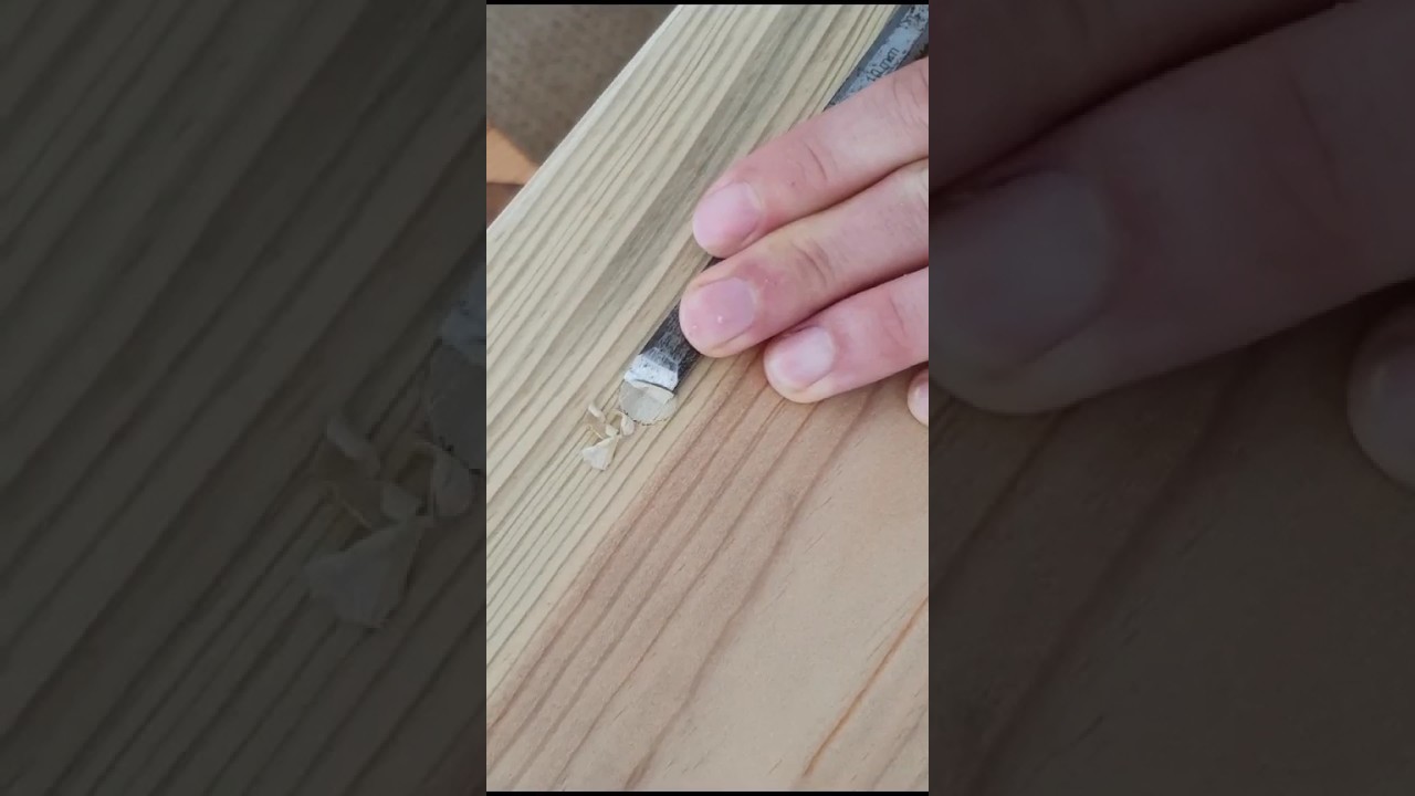 Paring Down Wooden Plug With Sharp Chisel