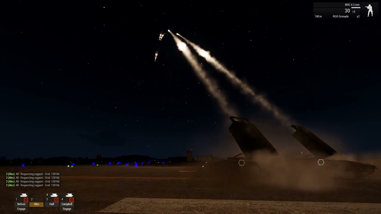 Midnight rocket artillery test | Arma 3