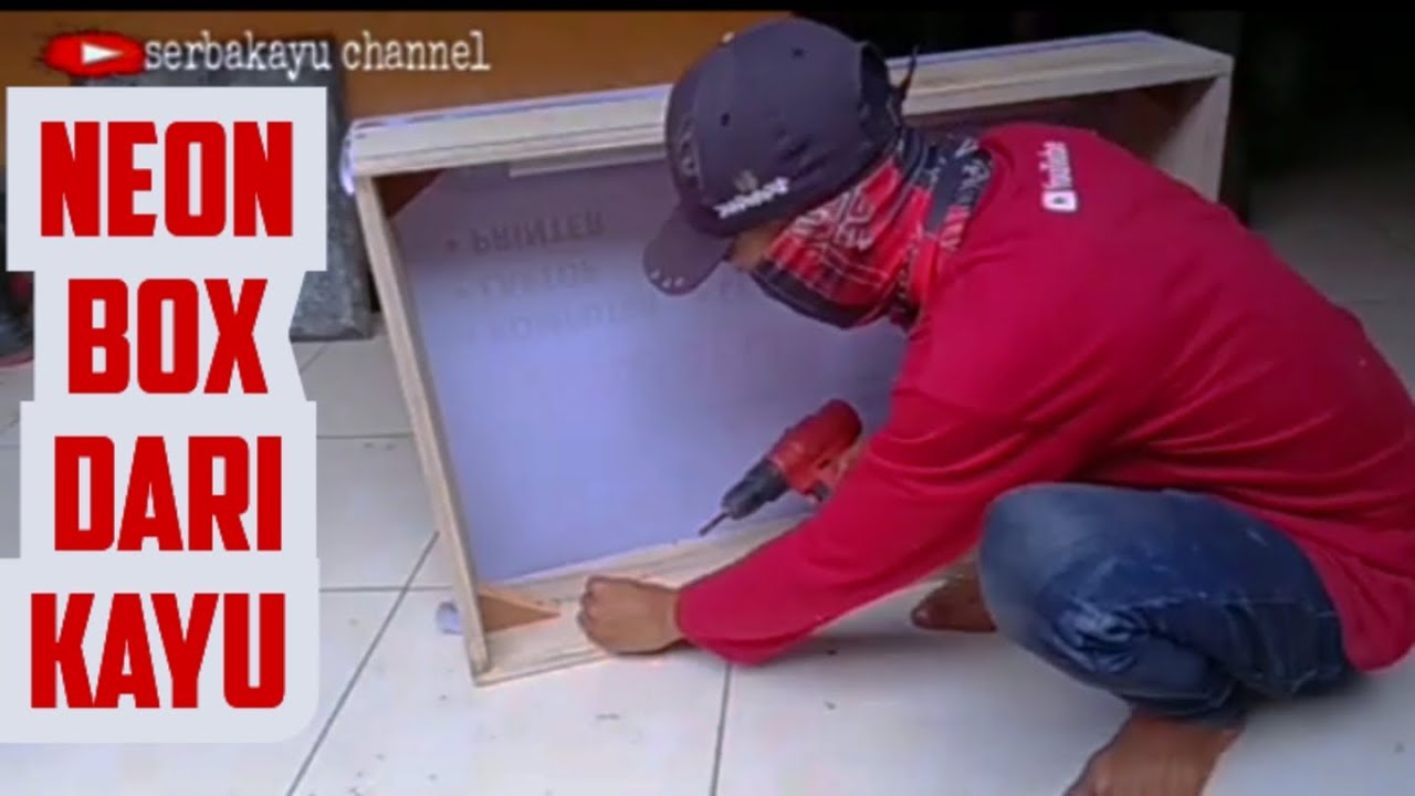 Neon box dari banner II Membuat neon box II Neon box rangka kayu #neonbox #papannama #mebelkayu #diy