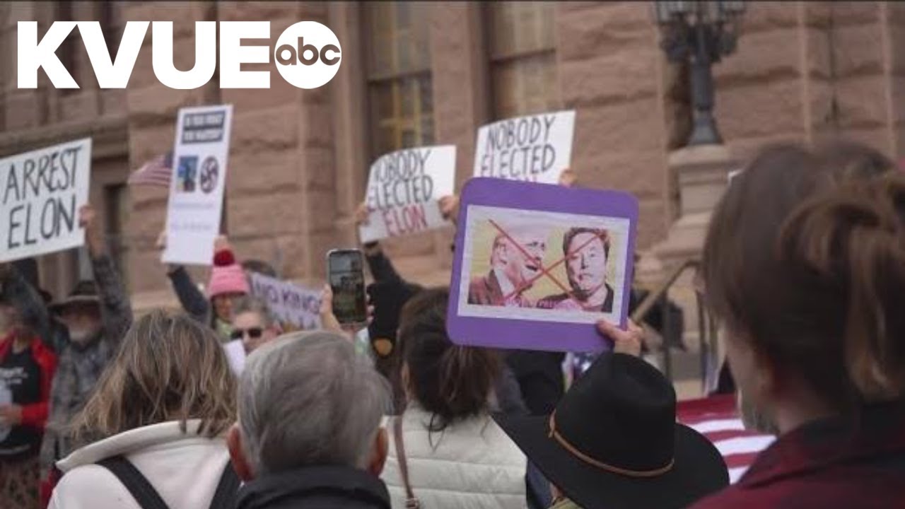 Crowds gather at Texas Capitol to protest President Trump, Elon Musk
