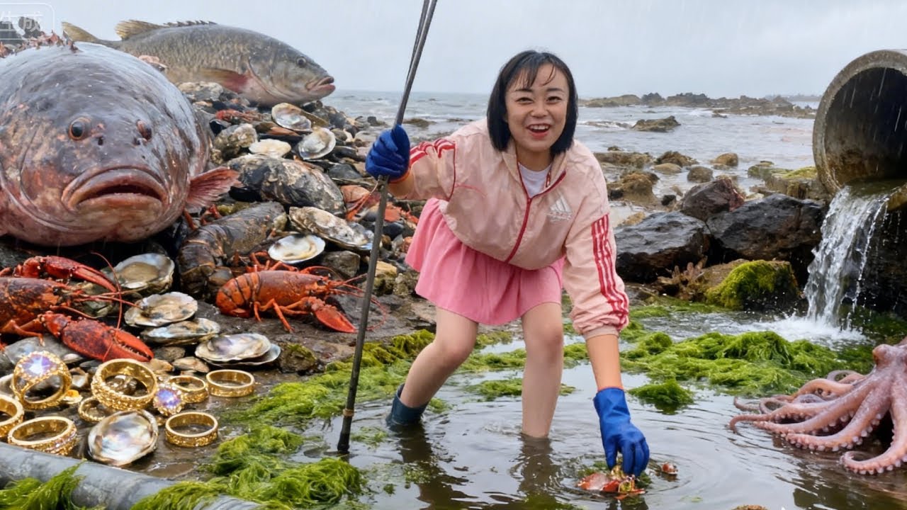 Xiao Zhang Discovered An Abalone Larger Than His Palm, And Even A Gold Ring Inside.