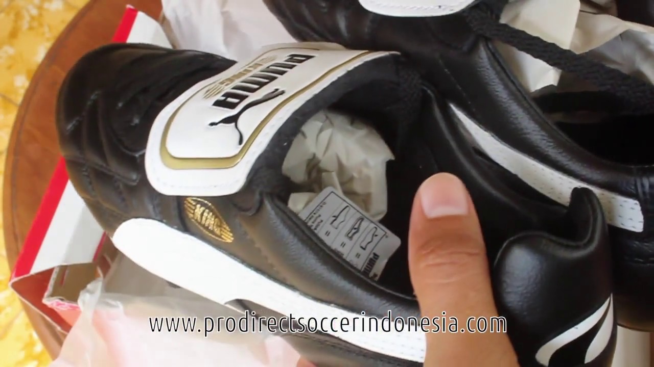 Sepatu Bola Puma King Top Made In Italy FG Black White Team Gold 103812 01 Original