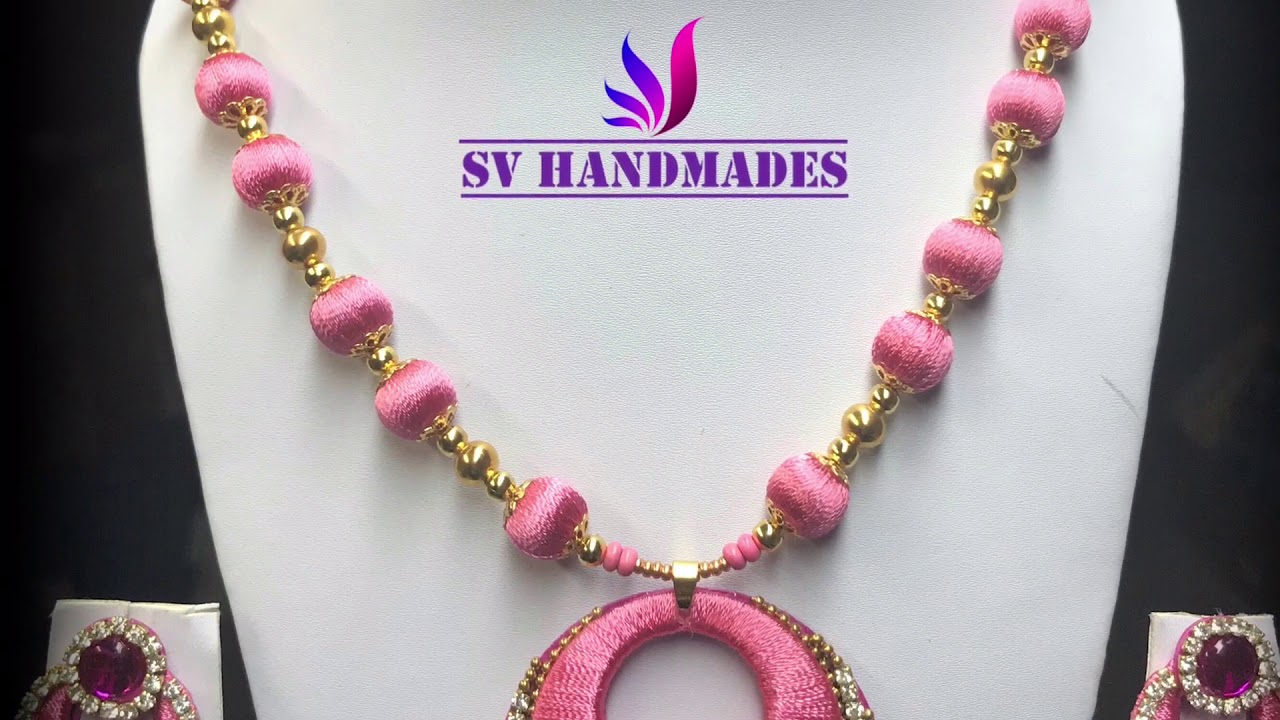 Silk thread necklace with chaandbali stud earrings #shorts