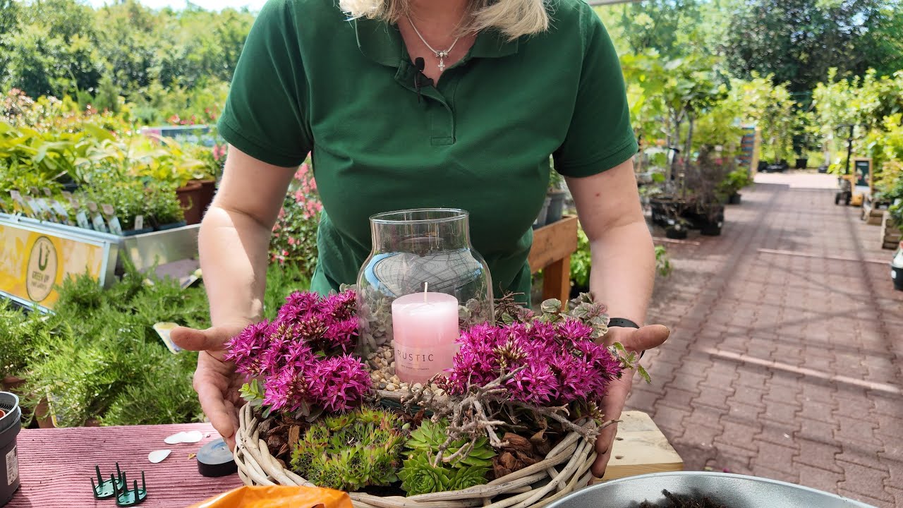 DIY-Deko für die Terasse: stimmungsvolles Windlicht inmitten toller insektenfreundlicher Pflanzen