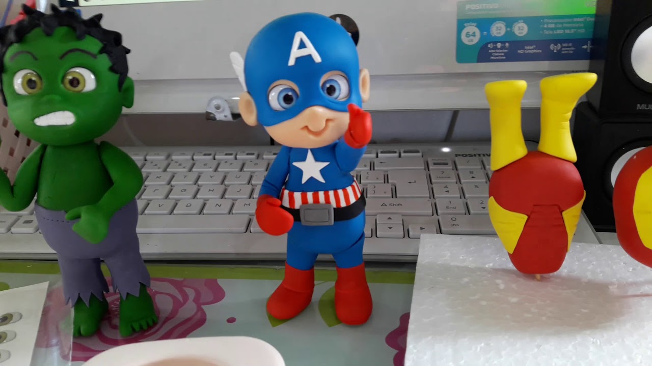 SUPER HERÓIS TOPO DE BOLO BISCUIT - Festa super Herois Baby Marvel topo de bolo em biscuit
