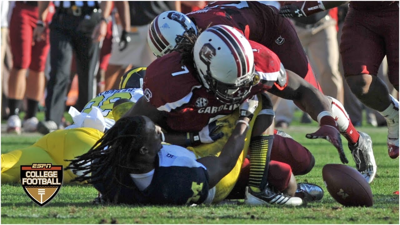 Jadeveon Clowney unleashes vicious hit vs. Michigan in 2013 Outback Bowl | ESPN Archives
