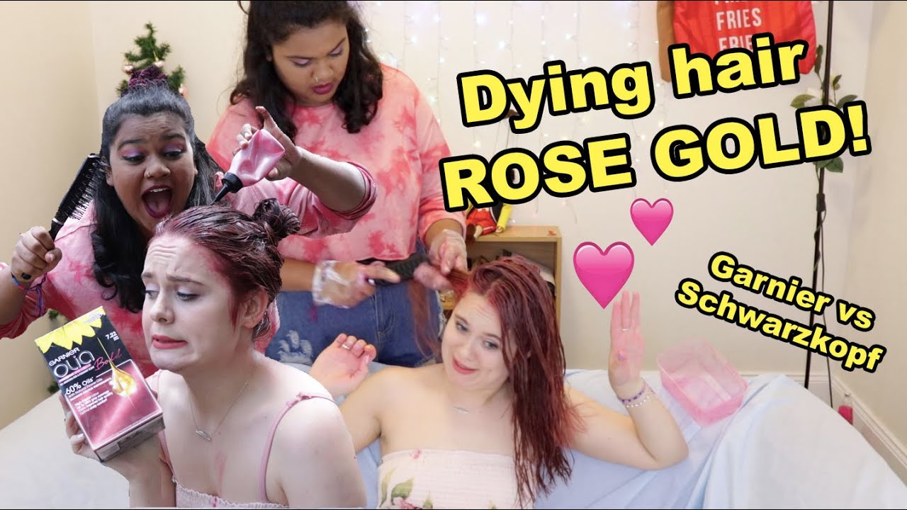 Pink Hair Dye On Brown Hair Makes Rose Gold?? || Garnier Olia vs. Schwarzkopf Live
