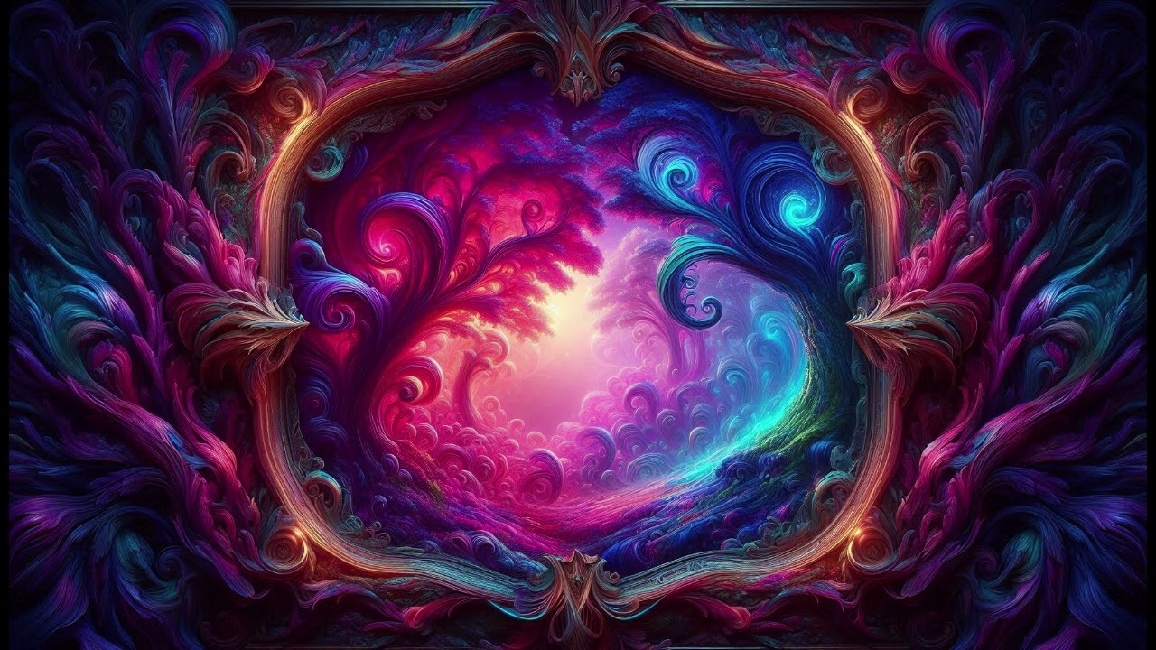 Psychedelic Fractal Forest Window Wallpaper / Background