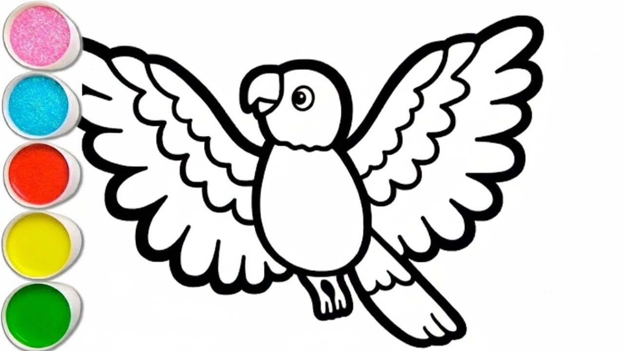 Parrot coloring, painting & drowing step by step Child art 🎨