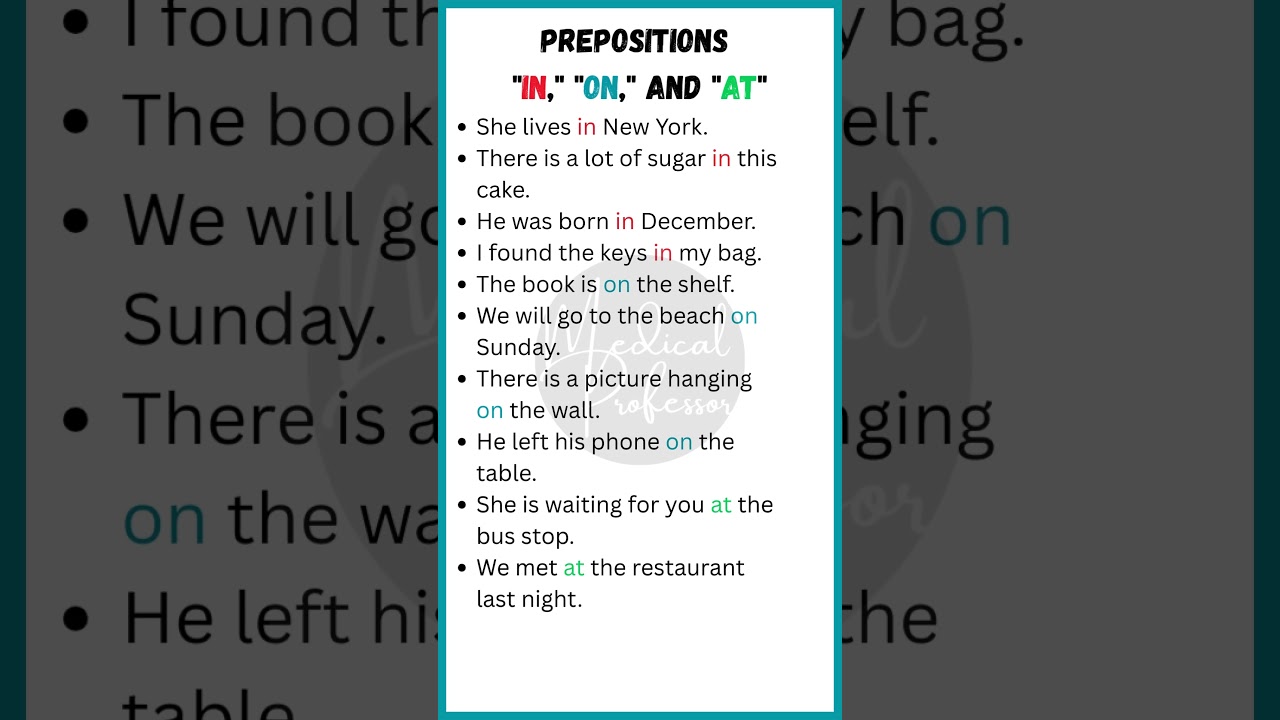 Prepositions "In, On, At" with 10 Easy Example Sentences | Learn English Grammar Fast