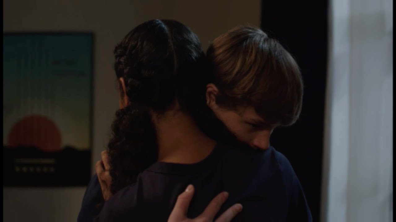 griffin and Harper hug scene SECRETS OF SULPHUR SPRINGS