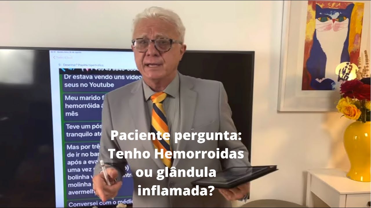 Hemorroidas ou glândula anal inflamada?Dr. Paulo Branco explica desenhando no IPad imagem espelho.