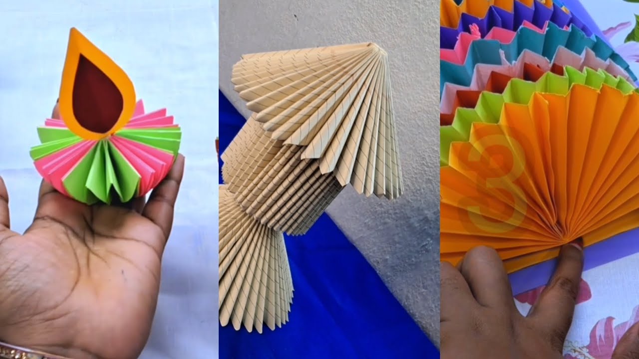 Creative Paper Crafts | DIY Flower, Lamp Post & Diya with Color Paper