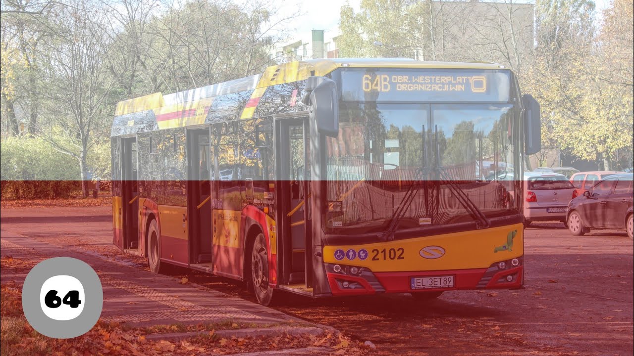 MPK Łódź linia 64B Widzew Czajkowskiego - Organizacji WiN - Solaris Urbino 12 IV #2102