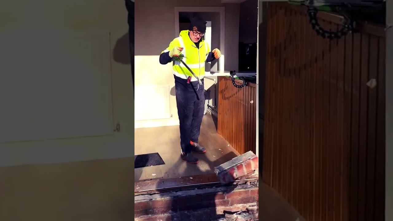 Brick on edge under a lintel ?! #satisfyingvideo #nice #demolition #dangerous #cowboy #shocking