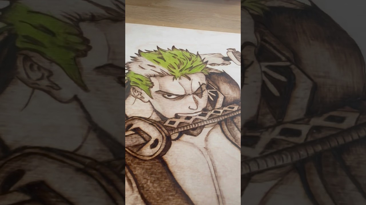 From fire to color - Roronoa Zoro | Pyrography art 