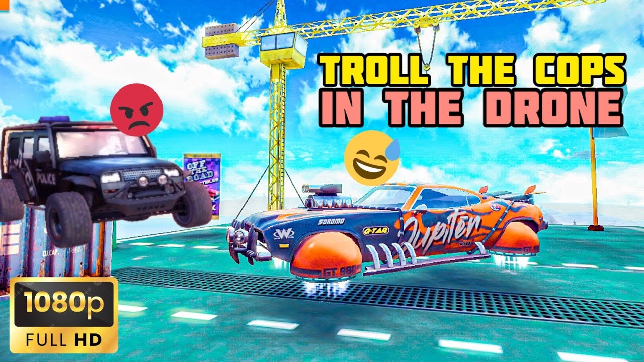TROLL THE COPS, CAR JUMP HIGH TO THE FLYING DRONE | OFF THE ROAD HD OPEN WORLD DRIVING GAME