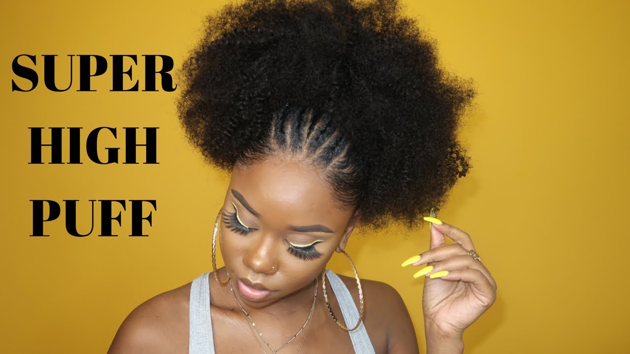 SUPER BIG HIGH PUFF With A TWIST ! | How To Do A Sleek High Puff On Short Natural Hair| CurlsCurls
