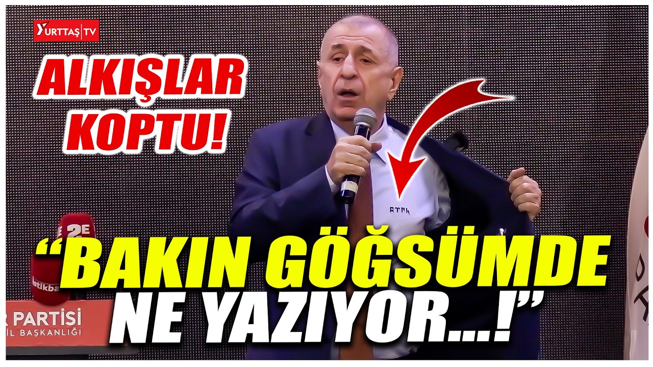 Ümit Özdağ göğsünde yazan yazıyı gösterdi! Anlamını açıklayınca alkışlar koptu!