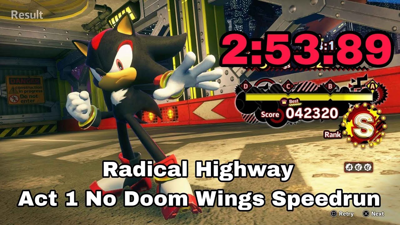 Sonic X Shadow Generations - Radical Highway Act 1 No Doom Wings Speedrun - 2:53.89