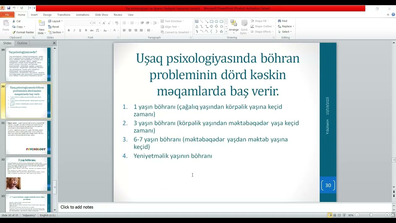 Yaş psixologiyası dərs 2. Yaş psixologiyası və yaş böhranları haqqında